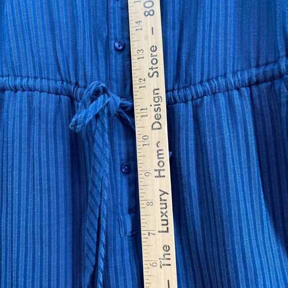 LUCKY BRAND Jumpsuit XS Indigo Striped Culotte V Neck Tie-Waist Cropped Blue - Picture 8 of 15